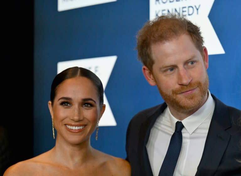 Le prince Harry et son épouse Meghan, le 6 décembre 2022 à New York (ANGELA WEISS)