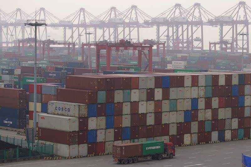 Containers at the Yangshan Deep Water Port in Shanghai