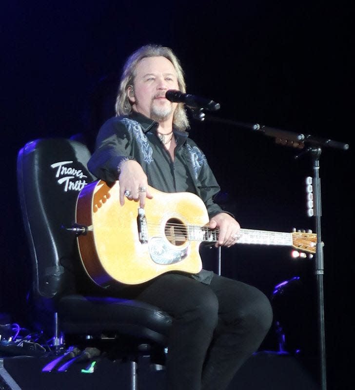 Travis Tritt performed before a sold out audience at the Carl Perkins Civic Center in downtown Jackson, Tennessee on Thursday, May 25, 2023. Tritt made the stop in Jackson as a part of his 2023 tour. The War Hippies, a country duo of veterans from the United States Marine Corp and United States Army, featuring Donnie Reis and Scooter Brown, provided the opening act for the night. Gail Bailey/for the Jackson Sun  