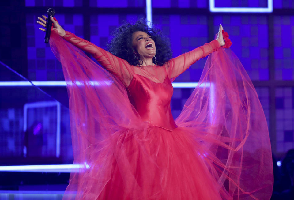 FILE - Diana Ross performs a medley at the 61st annual Grammy Awards on Sunday, Feb. 10, 2019, in Los Angeles. Ross turns 78 on March 26. (Photo by Matt Sayles/Invision/AP, File)