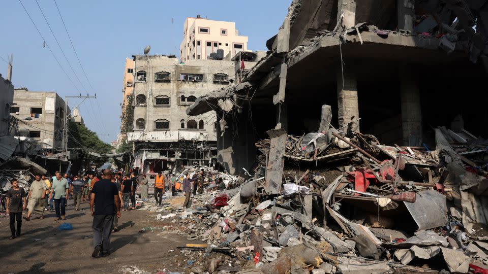 Israeli air strikes destroyed hundreds of buildings in the Gaza Strip overnight, the civil defence service in the Hamas-controlled Palestinian territory said on Saturday. - Mohammed Abed/AFP/Getty Images