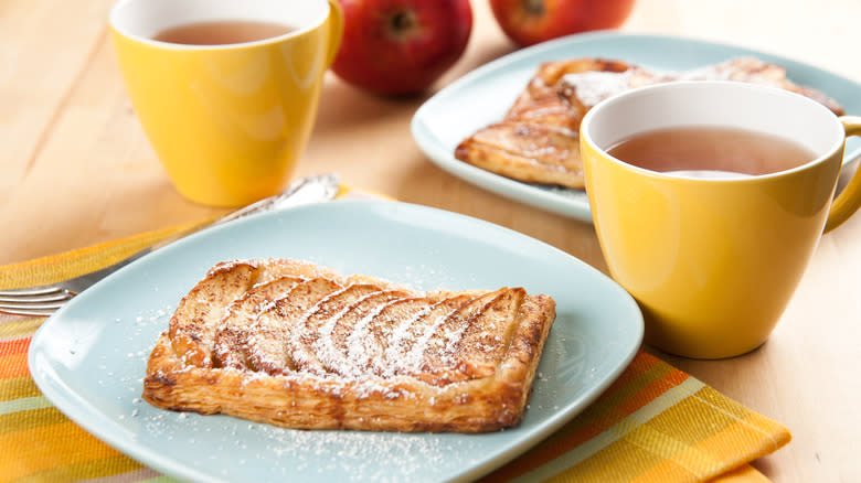 Apple Danish on plate with coffee