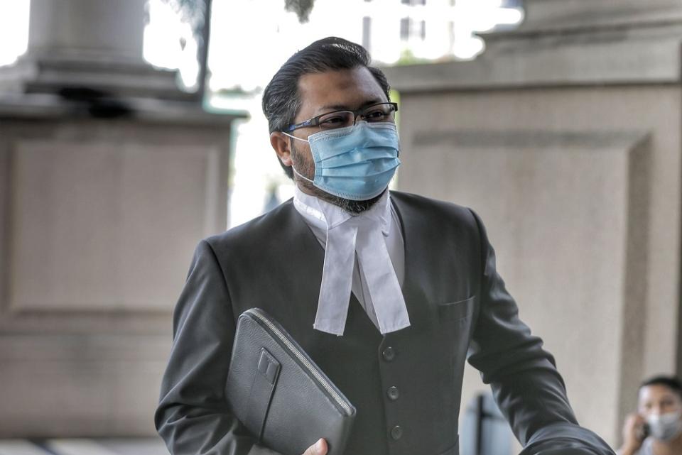 Datuk Seri Abdul Hadi Awang's lawyer Yusfarizal Yusoff (pic) is pictured at Kuala Lumpur High Court May 7, 2021. ― Picture by Ahmad Zamzahuri