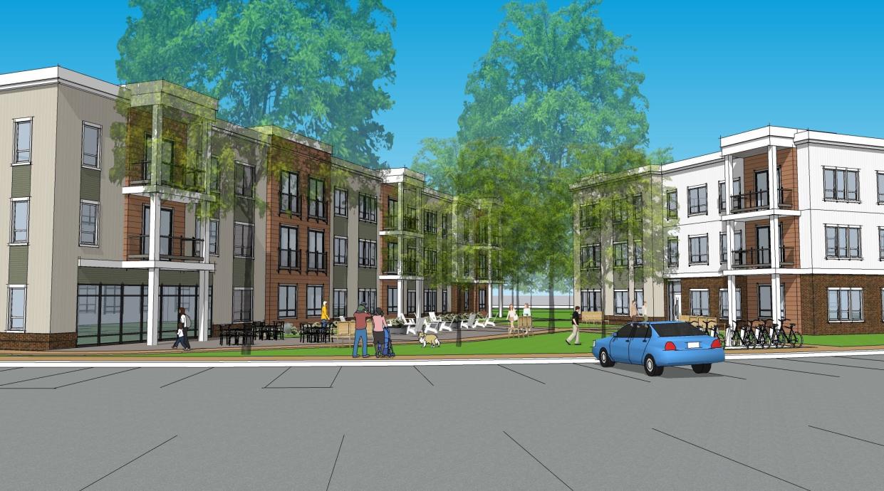 A rendering of the housing complex WinnCompanies has proposed for Hartford Turnpike in Shrewsbury.