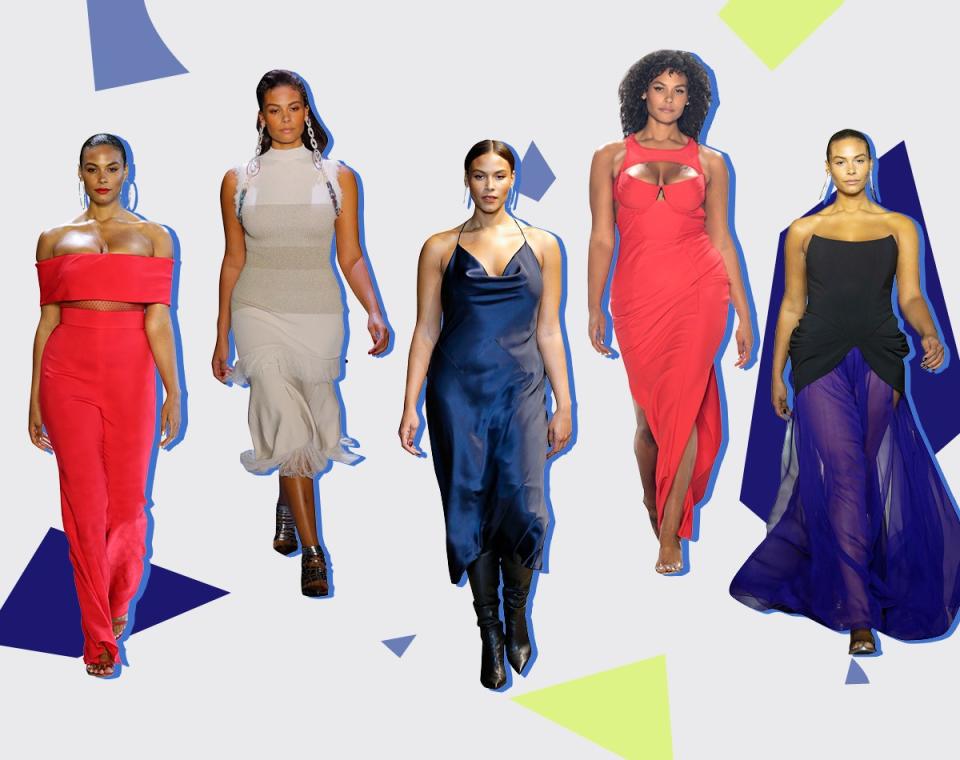 Marquita Pring walks the runway at Cushnie spring 2019, Prabal Gurung fall 2019, Cushnie fall 2019, 11 Honoré, and Christian Siriano fall 2019.