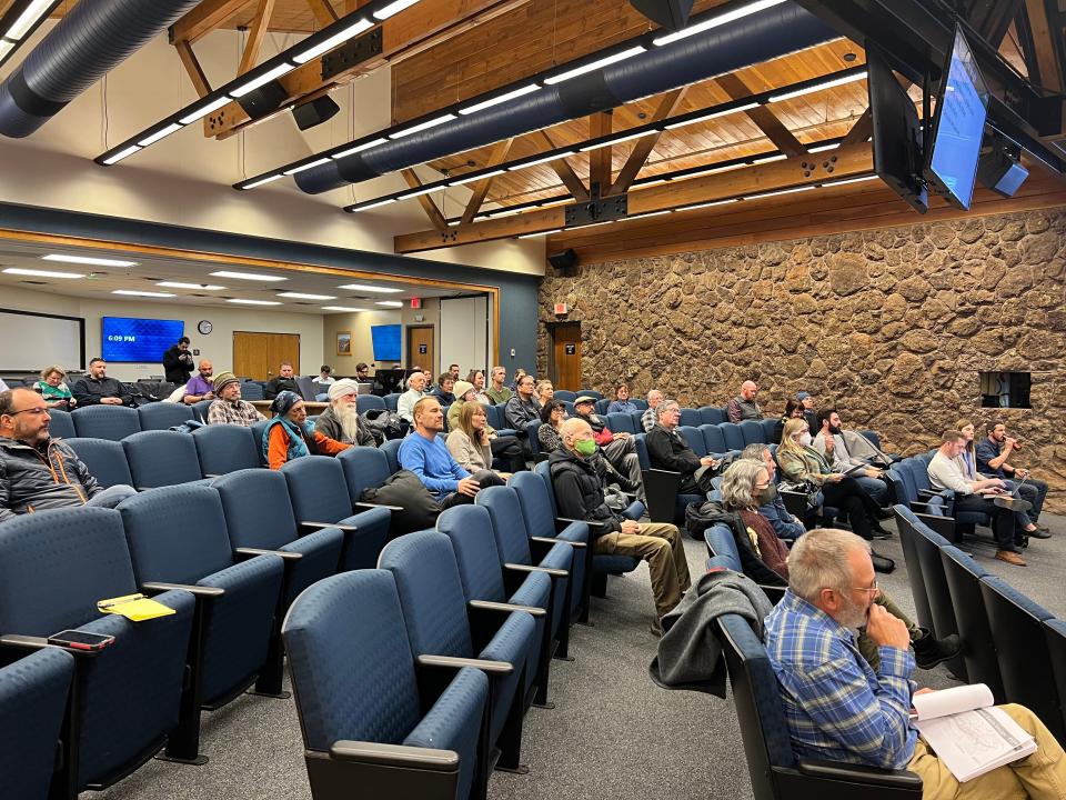 Flagstaff residents gather for an update about flood mitigation projects in the Spruce Wash watershed. The area was significantly damaged during 2019's Museum Fire.