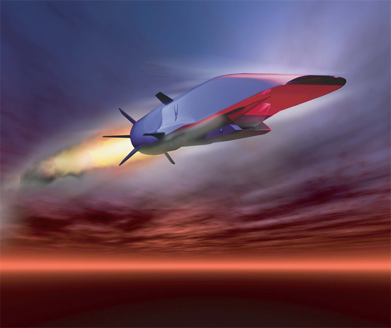 Representación gráfica de un dron hipersónico X-51A dotado con motor scramjet. (Crédito imagen: US Air Force).