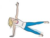 <p><strong>1/</strong> Assume the plank position before moving your weight and rotating your torso to right. Make sure to spread your the fingers of the hand on the ground, this will distribute the body's weight through the hands and fingers and protect the wrist.</p><p><strong>2/ </strong>Slowly lift your left hand to the sky before raising your left leg as high as you can and pulsing gently. Start with 10 seconds and work your way up to a minute on each side. </p>
