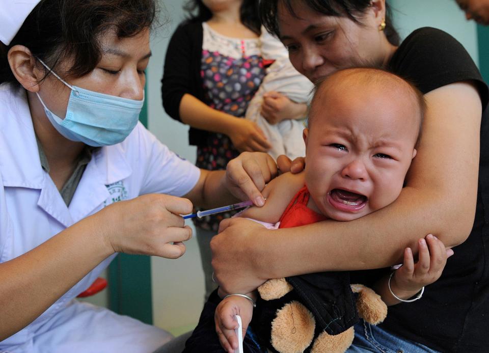 measles vaccination shot crying baby oh no! :(