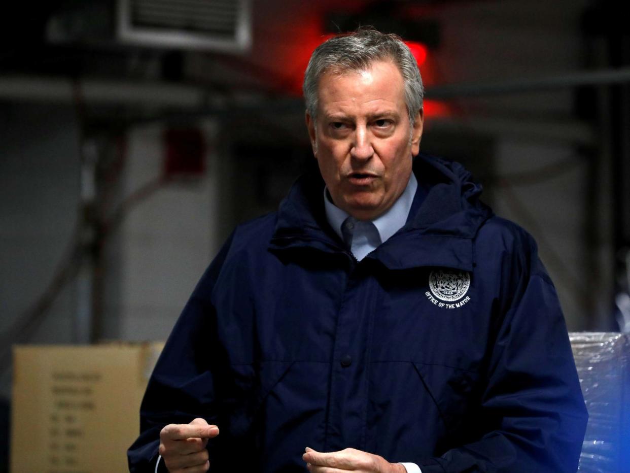 New York City Mayor de Blasio was confronted at the weekend after walking miles from home: REUTERS