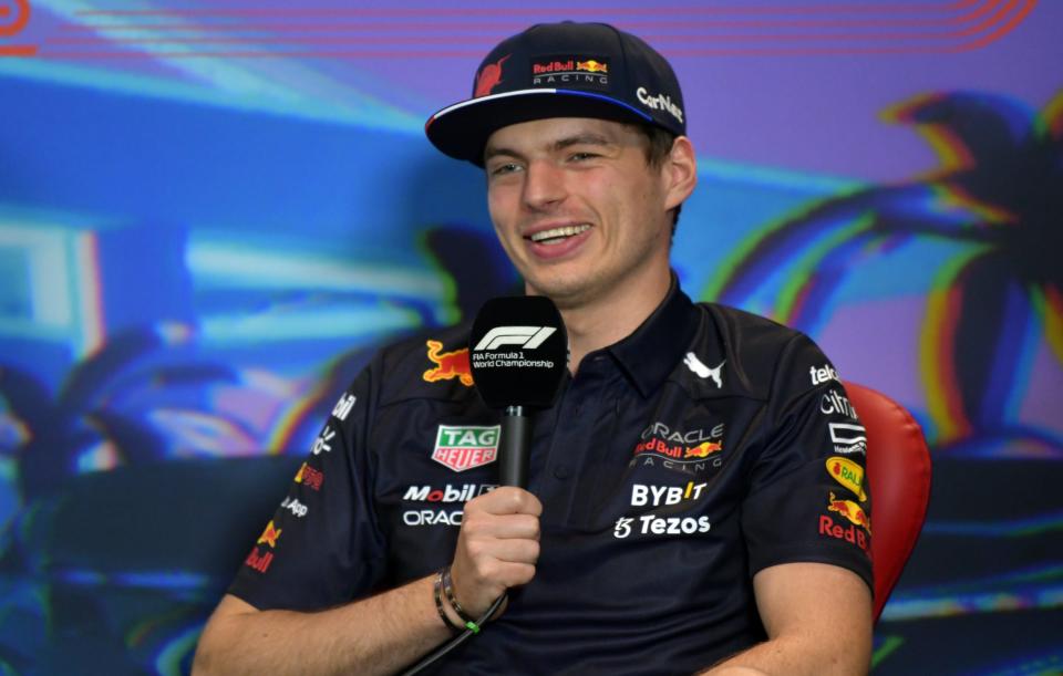 Driver Max Verstappen, talking to the media on Friday at the Miami Grand Prix, is the defending Formula 1 champion.