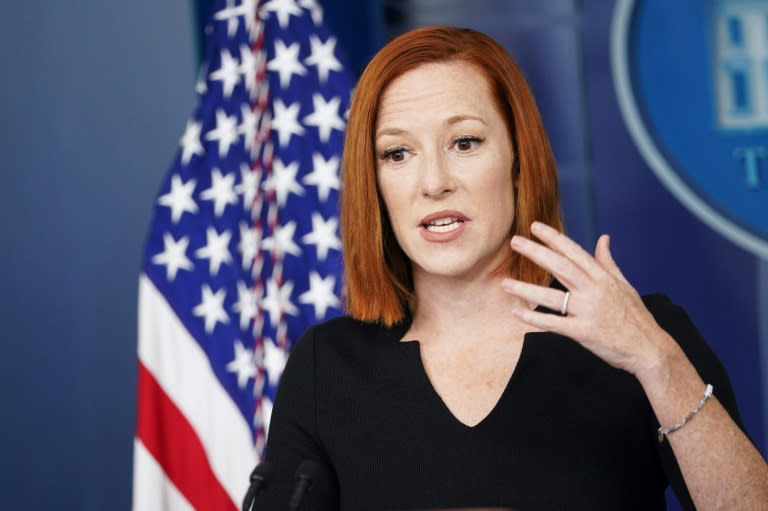 White House Press Secretary Jen Psaki, seen speaking on January 4, 2022, has accused Russia of plotting a false-flag operation to give a pretext to invade Ukraine (AFP/MANDEL NGAN)