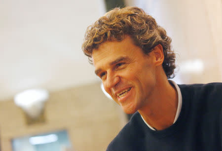 Brazilian former tennis player Gustavo Kuerten speaks during an interview with Reuters in Sao Paulo, Brazil, May 8, 2019. Picture taken May 8, 2019. REUTERS/Nacho Doce