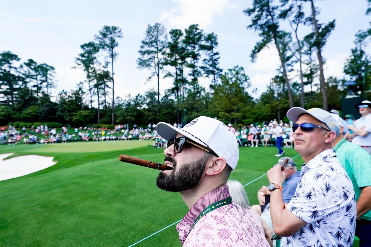 FILE - Patrons watch the action at the third tee during the Par 3 Contest on April 5, 2023, at The Masters golf tournament at Augusta National Golf Club. Mandatory Credit: Danielle Parhizkaran-USA TODAY Network