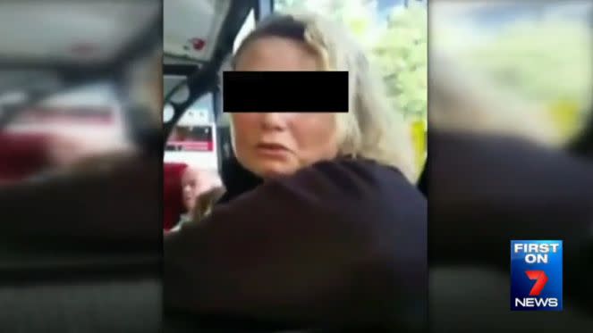 This woman was filmed racially abusing a woman on a Sydney bus. Photo: 7 News