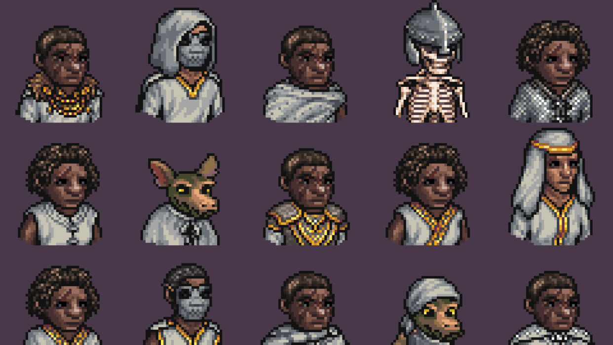  A lineup of different sprites created for Dwarf Fortress' Adventure Mode. 