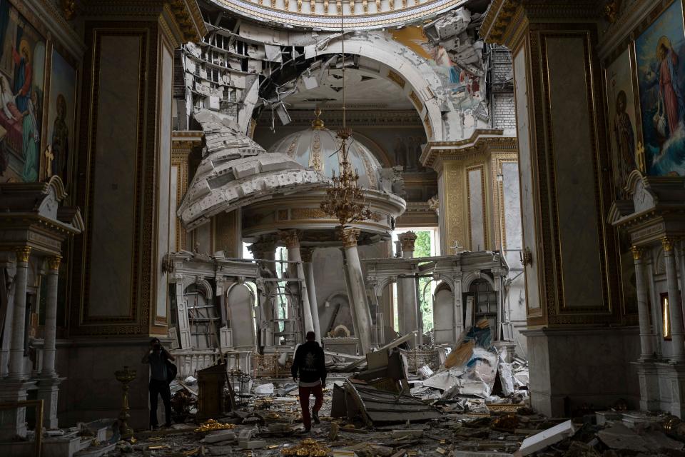 Italy will help rebuild Ukraine’s Transfiguration Cathedral which has been damaged by Russian attacks (Copyright 2023 The Associated Press. All rights reserved)