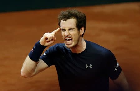 Tennis - Belgium v Great Britain - Davis Cup Final - Flanders Expo, Ghent, Belgium - 29/11/15 Men's Singles - Great Britain's Andy Murray reacts during his match against Belgium's David Goffin Reuters / Francois Lenoir Livepic