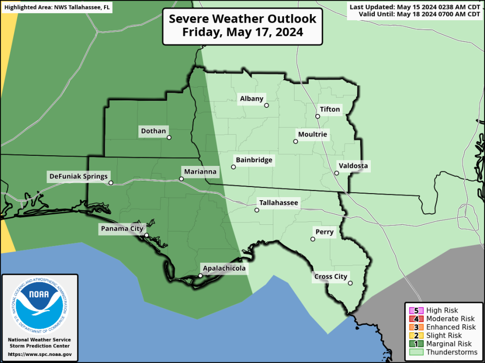 Heavy rain is possible this weekend across the Big Bend, with a risk of severe storms just west of Tallahassee.