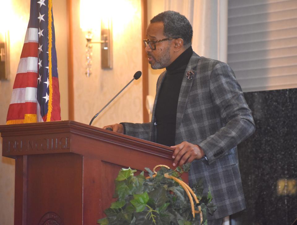 Jay Marks, a metro Detroit-area educator, was the keynote speaker Monday, Jan. 16, 2023, during Lenawee County's annual Martin Luther King Jr. Community Celebration and Dinner at the Tobias Center on the Adrian College campus. Marks' speech was titled "Building the Beloved Community: It Starts with Me."