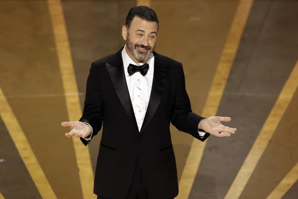 Host Jimmy Kimmel speaks onstage during the 95th Annual Academy Awards at Dolby Theatre on March 12, 2023, in Hollywood, California. (Photo by Kevin Winter/Getty Images)