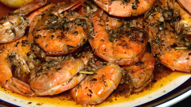 Close-up New Orleans BBQ shrimp