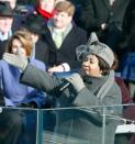 Aretha Franklin sings during the inauguration of Barack Obama as the 44th President of the United States