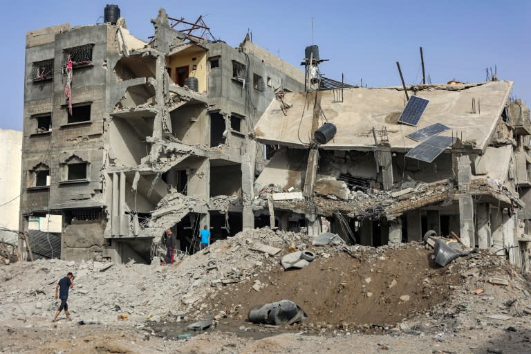 Un bâtiment détruit par un bombardement israélien à Gaza, le 18 avril 2024 (-)