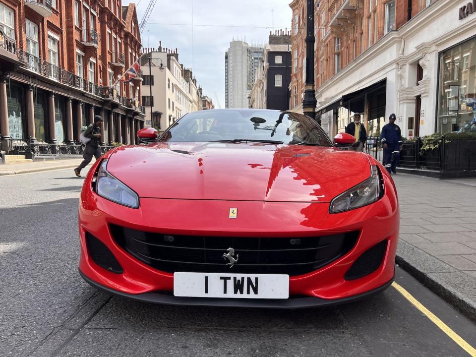 Front view of the Ferrari.