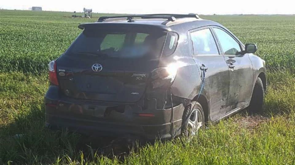 The black SUV was found abandoned in a nearby field. Source: Global News