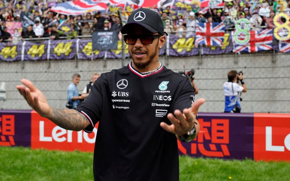 Mercedes' Lewis Hamilton during the drivers parade before the race