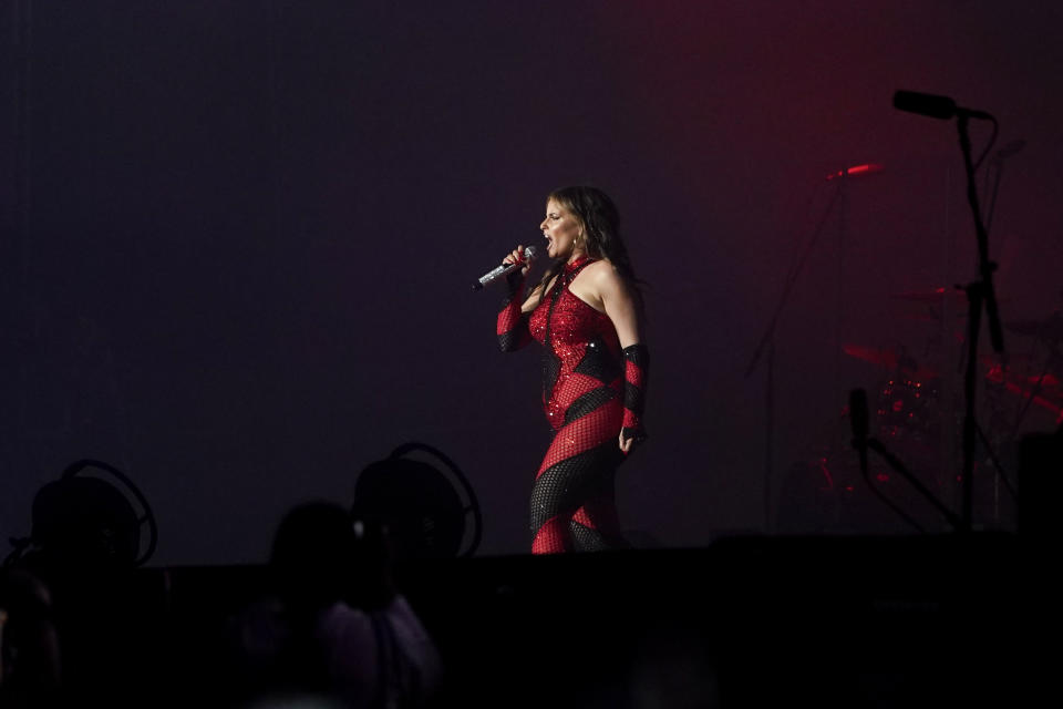 La cantante canadiense Nelly Furtado durante su concierto en el Festival Tecate Emblema en la Ciudad de México el sábado 18 de mayo de 2024. (Foto AP/Aurea Del Rosario)