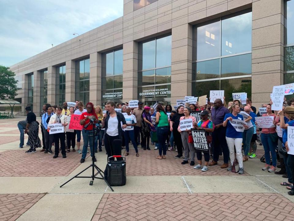 Charlotte Democrats came together to call for the resignation of NC Rep. Tricia Cotham Wednesday.