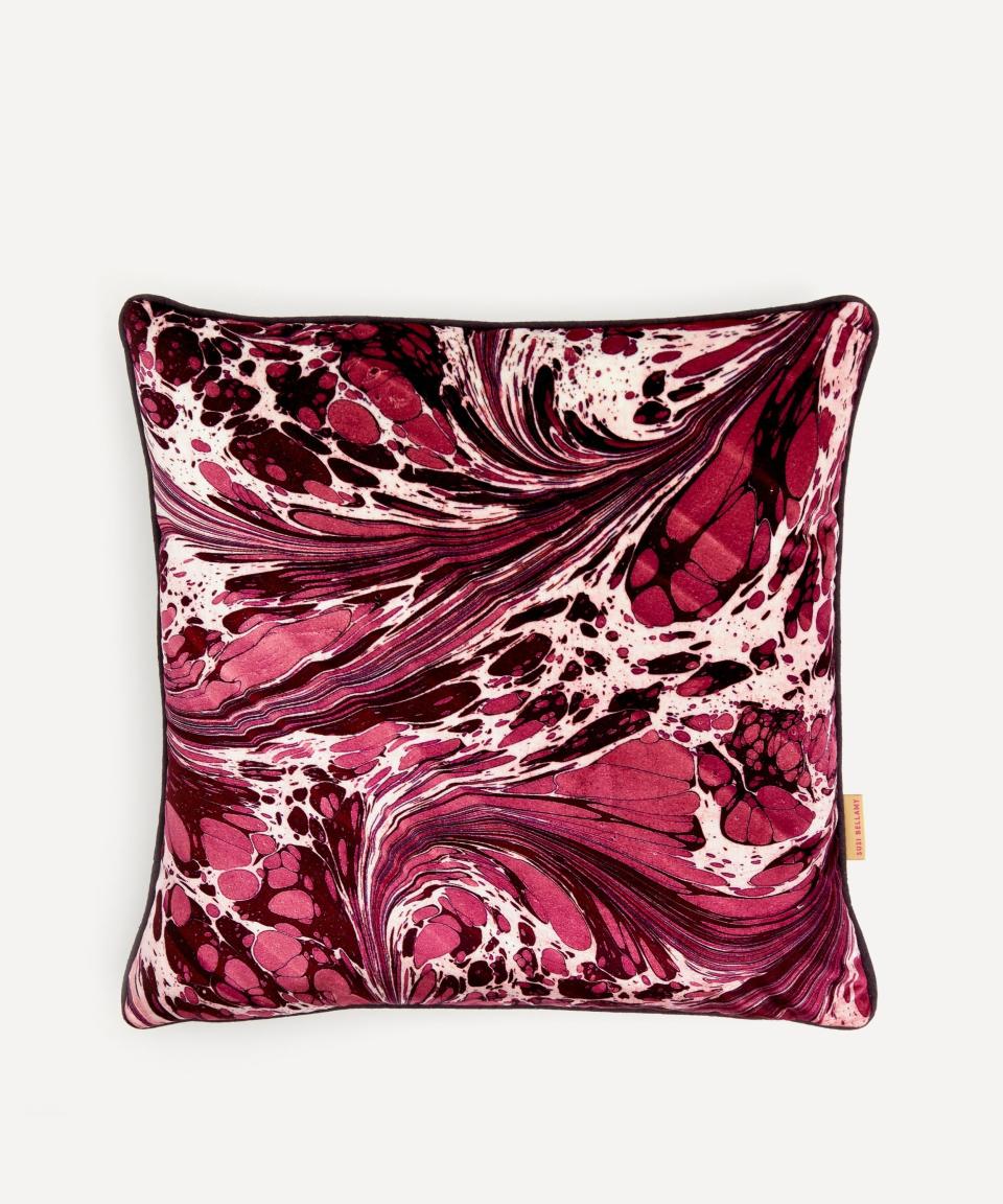 10) Mulberry Fantasy Marbled Velvet Square Cushion