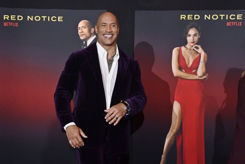 Dwayne Johnson attends the premiere of "Red Notice" at L.A. Live in Los Angeles on November 3, 2021. The actor turns 52 on May 2. File Photo by Jim Ruymen/UPI