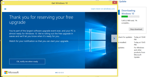 My Windows 8.1 machine still says "Notify me when ready" and yet I'm downloading Windows 10. Here's how.