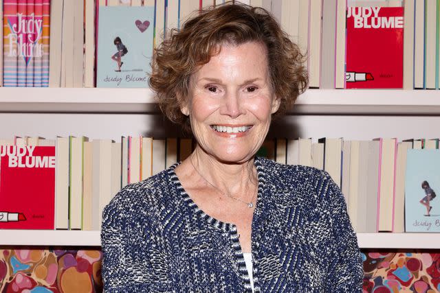 <p>Victoria Sirakova/Getty</p> Children's author Judy Blume and some of her iconic books