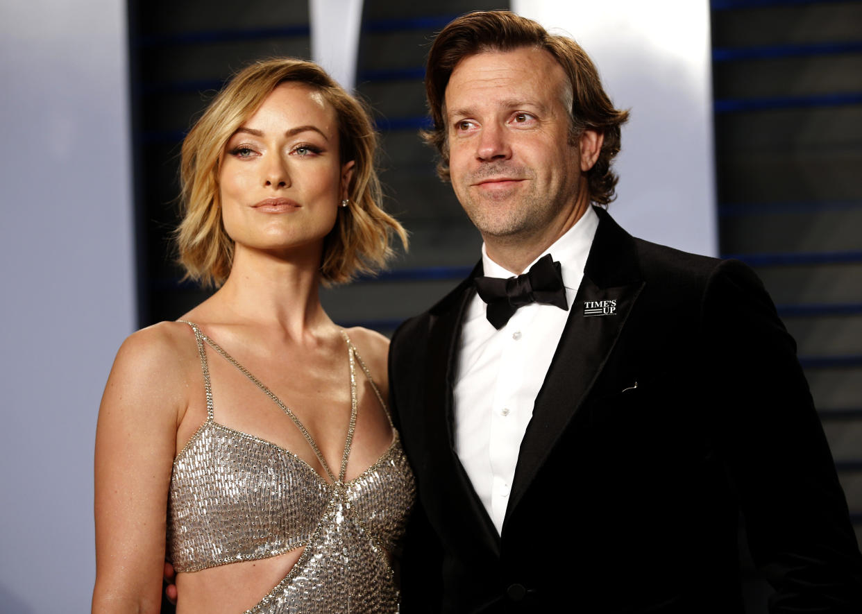 2018 Vanity Fair Oscar Party – Arrivals – Beverly Hills, California, U.S., 04/03/2018 –  Actress Olivia Wilde and husband, actor Jason Sudeikis. REUTERS/Danny Moloshok