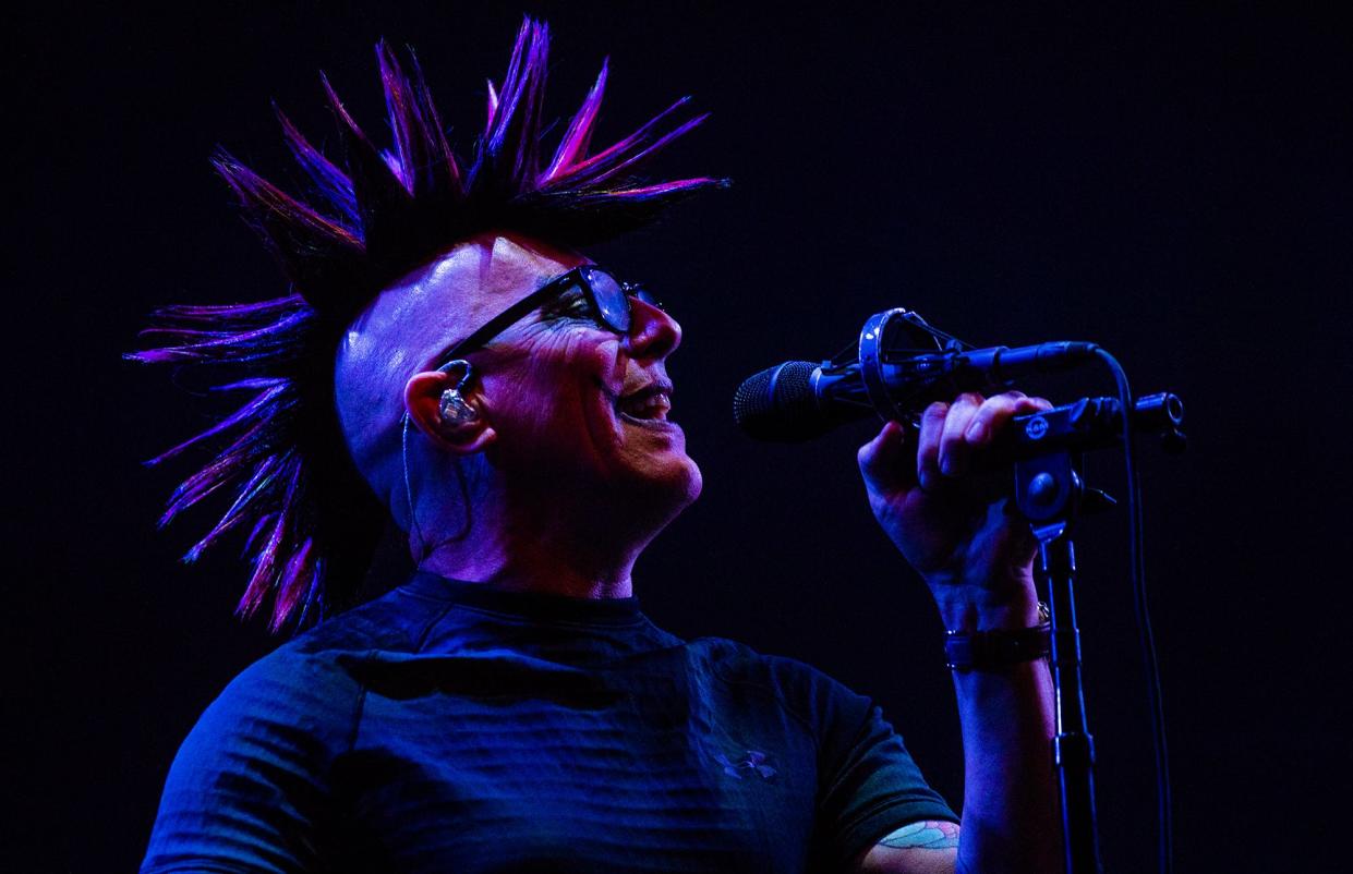 Tool singer Maynard James Keenan performs at the KFC Yum! Center in downtown Louisville, Ky on Wednesday, May 8, 2019. Press photography of the band's Fiserv Forum concert in Milwaukee Wednesday was prohibited due to a contractual dispute.