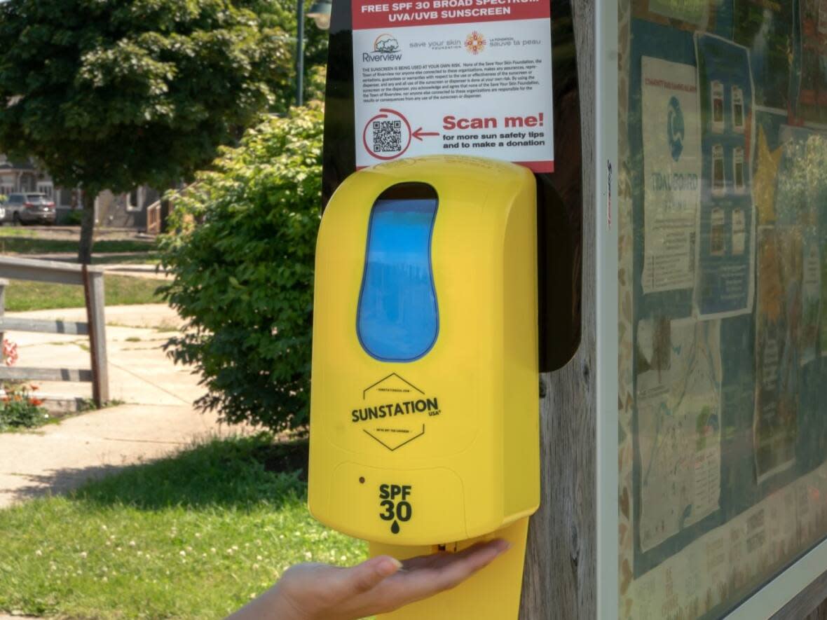 Laurent Martel knew New Brunswick could benefit from sunscreen dispensers as well. (Submitted by Laurent Martel - image credit)