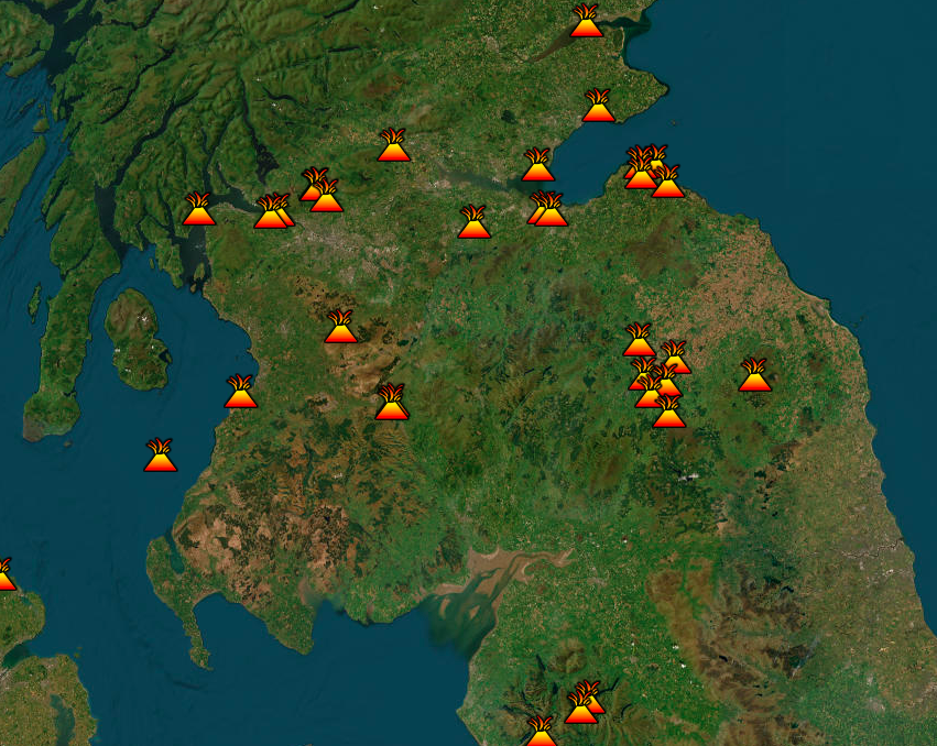interactive tool reveals the 68 volcanoes that once covered the uk