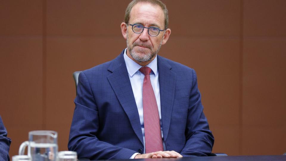 New Zealand's defense minister, Andrew Little, attends a meeting at Parliament on Feb. 8, 2023, in Wellington. (Hagen Hopkins/Getty Images)