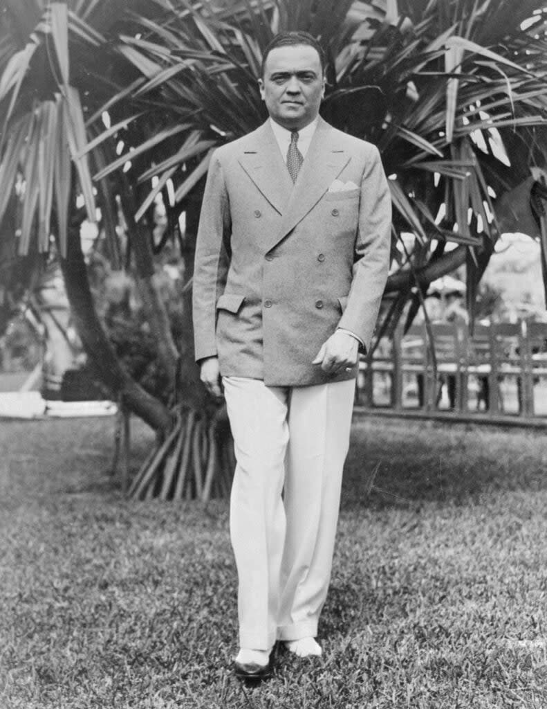 FBI Director John Edgar Hoover at the Roney Plaza Hotel, Miami Beach, Florida.