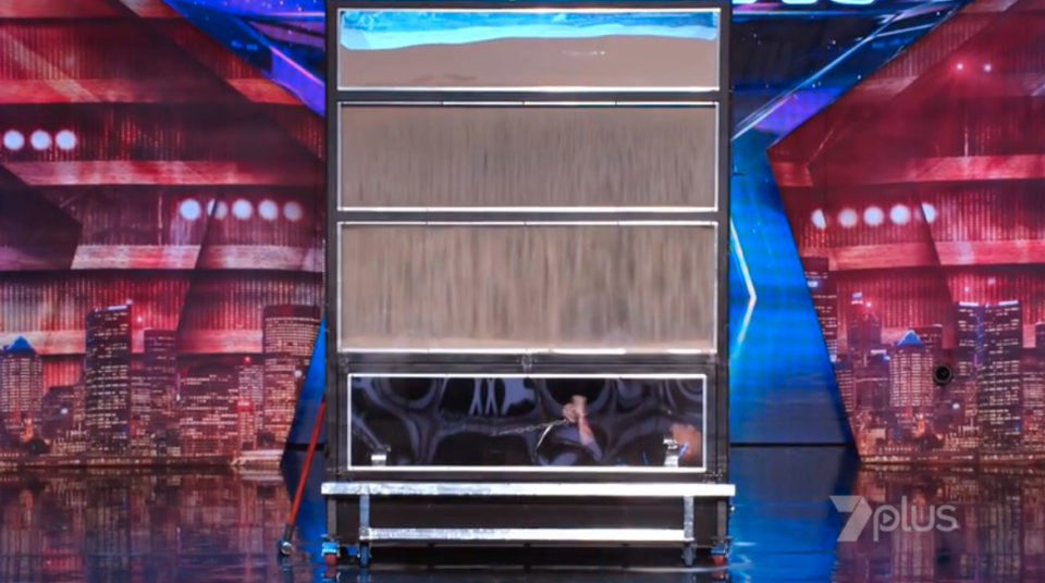 Demian appeared on Australia's Got Talent with a sandbox escape last night. Photo: Seven