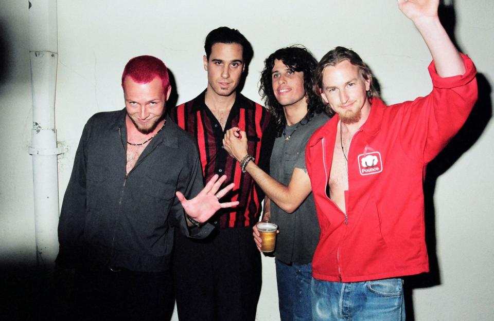 <p>Scott Weiland and Stone Temple Pilots during 1993 MTV Movie Awards at Sony Studios in Culver City, California.</p>