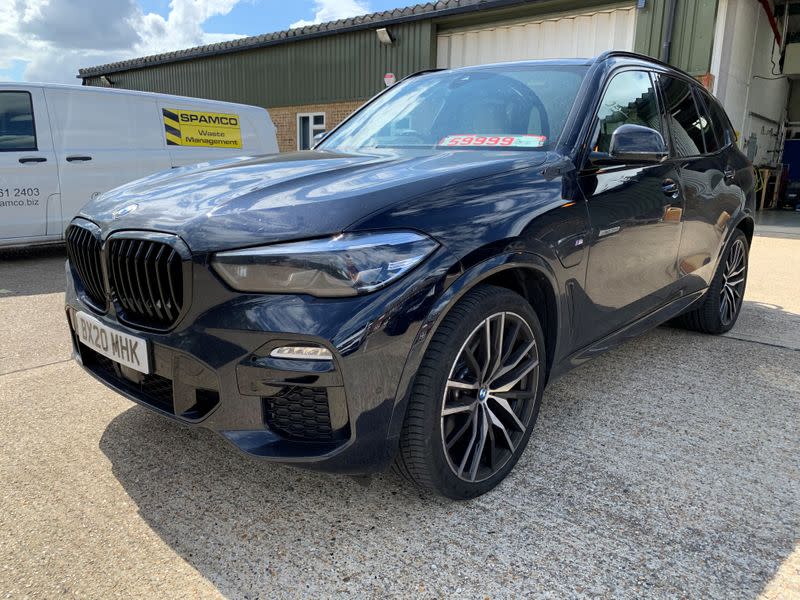 A BMW X5 plug-in hybrid is pictured while undergoing tests by Emissions Analytics for a study on emissions by NGO Transport & Environment