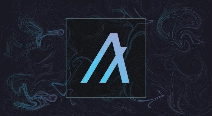 A logo for Algorand (ALGO) on a patterned background