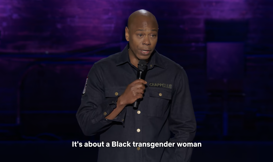 Closeup of Dave Chappelle onstage