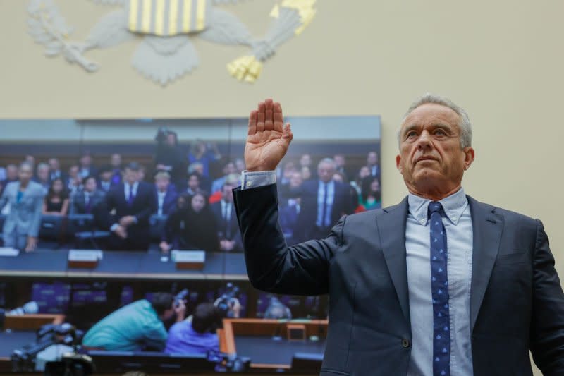 Robert F. Kennedy Jr. sworn in prior to a House Judiciary hearing in Washington, D.C., in July. File Photo by Jemal Countess/UPI