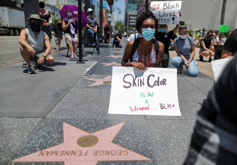 Protest against the death in Minneapolis police custody of George Floyd, in Los Angeles